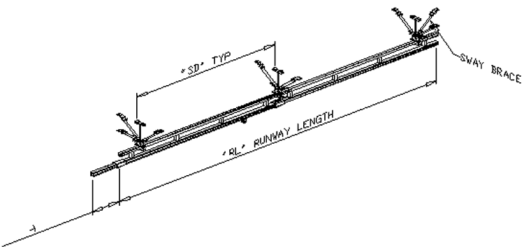 Trussed Track Monorail Configuration-20'; 25' and 30' Support Centers